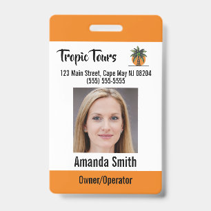 Badge Photo d'identité de guide touristique orange