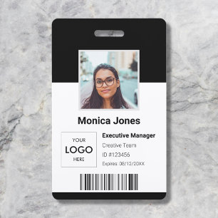 Badge Photo d'identité de l'employé avec logo Noir