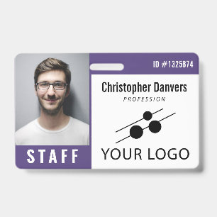 Badge Photo d'identité de l'employé blanc violet et gran