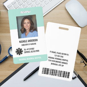 Badge photo d'identité d'employé médical de l'hôpi