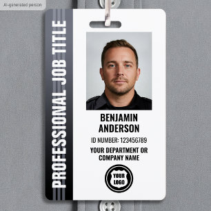 Badge Photo d'identité professionnelle avec logo gris