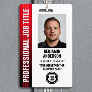 Badge Photo d'identité professionnelle avec logo rouge p