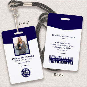 Badge Photo d'identité professionnelle en bleu foncé ave