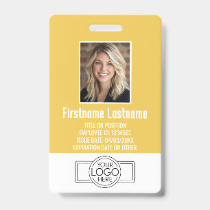 Badge Photo d'identité professionnelle moderne jaune ave