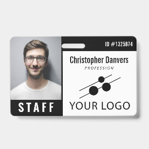 Badge Photo d'identité professionnelle noir blanc & gran