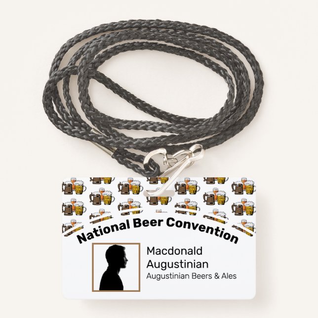 Badge Photo du délégué de la convention de bière (Devant avec lanière)