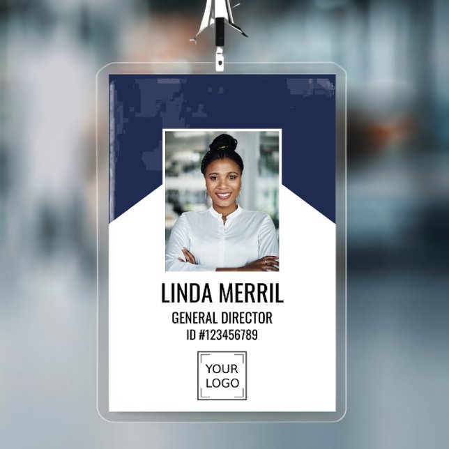 Badge Photo Employé Logo Sécurité NAVY (Créateur téléchargé)