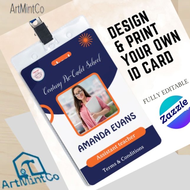 Badge Photo Employee Logo or QR CODE Security (Créateur téléchargé)