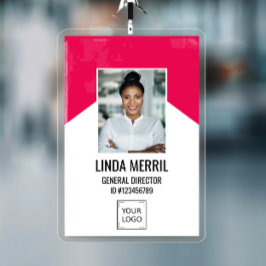 Badge Photo Entreprise Logo Sécurité PINK