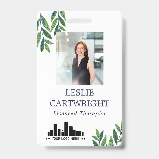 Badge Photo et logo Emerald Green Feuilles (Front)
