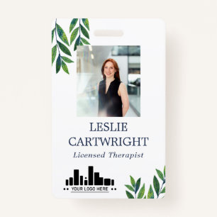 Badge Photo et logo Emerald Green Feuilles