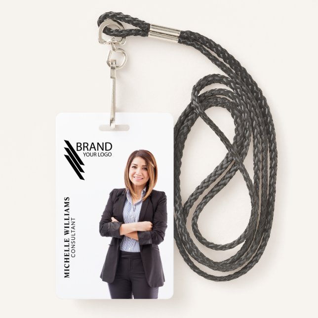 Badge Photo Et Logo Professionnels Élégants (Devant avec lanière)