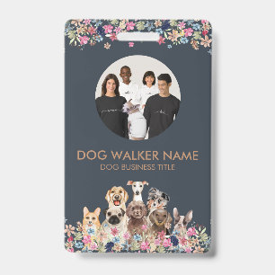 Badge Photo Floral Chien Mignon