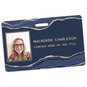 Badge Photo ID d'entreprise en ambre de calcédoine Gold
