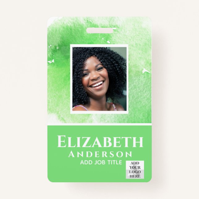 Badge PHOTO-ID Employé VIP PASS Aquarelle Résumé (Devant)