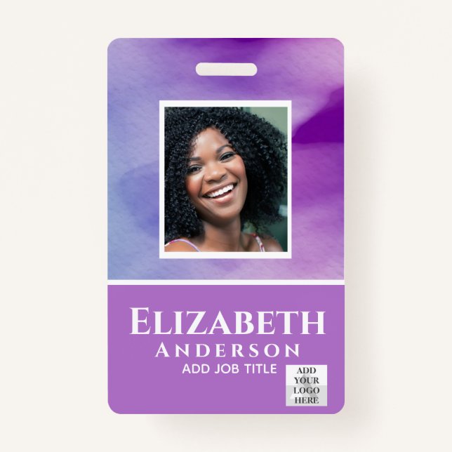 Badge PHOTO-ID Employé VIP PASS Aquarelle Résumé (Devant)