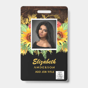 Badge PHOTO ID EMPLOYÉ VIP PASS Tournesols RUSTIQUES