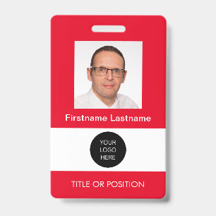 Badge Photo ID Nom Rouge