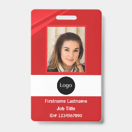 Badge photo, logo, code barre, employé de la société rou