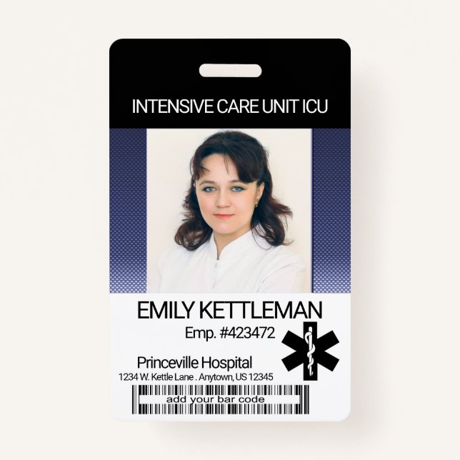 Badge photo Médicale - Bleu foncé (Devant)