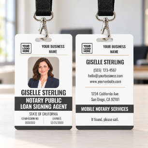 Badge photo noir pour agent notarial et agent de s