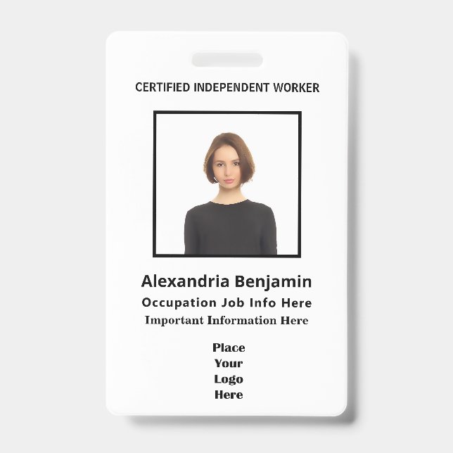 Badge Photo Nom de l'employé Logo Code-barres ID personn (Avant)