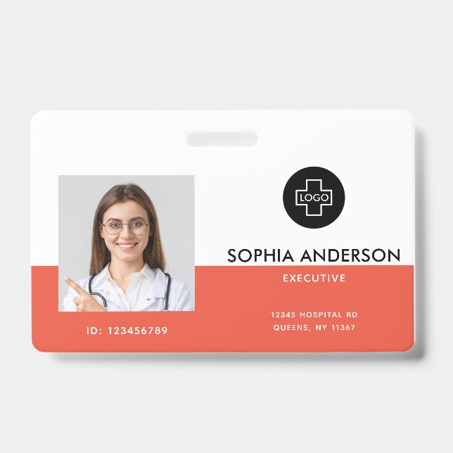 Badge Photo personnalisée, Code barre, Logo, Insigne de  (Avant)