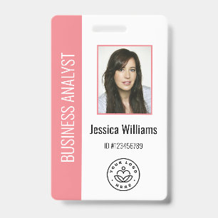 Badge Photo personnalisée de l'employé, Code barre, Logo