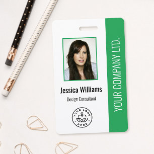 Badge Photo personnalisée de l'employé, Code barre, Logo