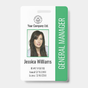 Badge Photo personnalisée de l'employé, Code barre, Logo
