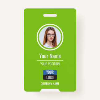Badge Photo personnalisée de l'employé, Code barre, Logo