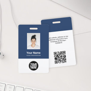 Badge Photo personnalisée de l'employé, code Qr, logo, n