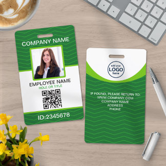 Badge Photo personnalisée Entreprise Employé Code QR Ver