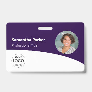 Badge Photo Personnelle, Logo, Code-Barre, Nom