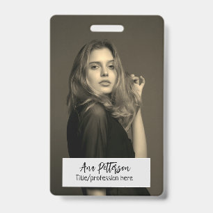 Badge photo professionnelle QR site email social moderne