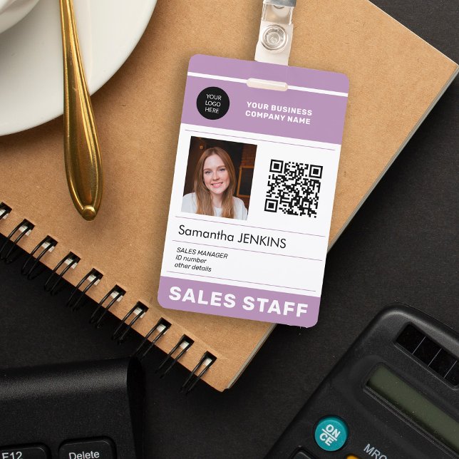 Badge Photo QR CODE logo de l'entreprise nom de l'employ (Créateur téléchargé)