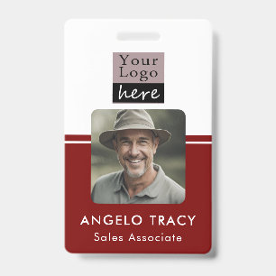 Badge photo simple avec nom et logo d'entreprise