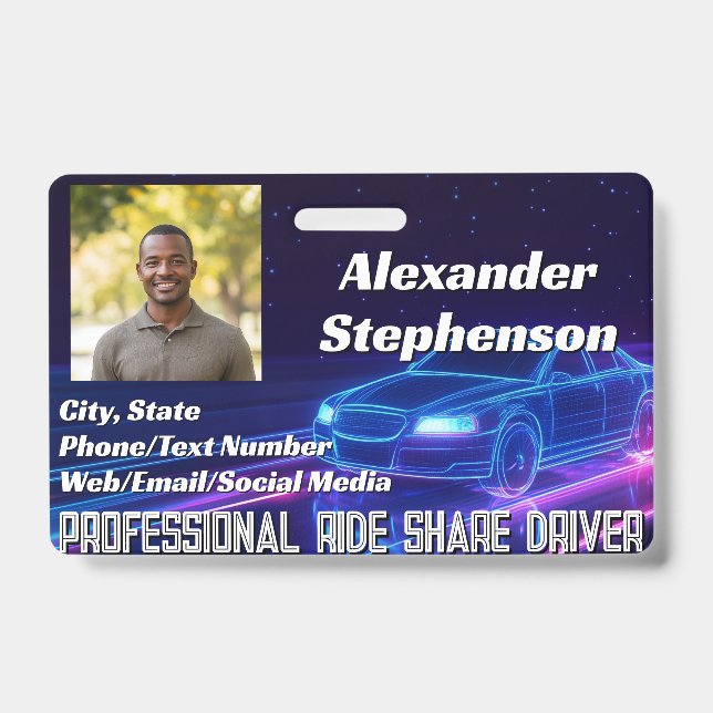Badge Photo Voiture de conduite Lyft Uber Driver RidesSh (Front)