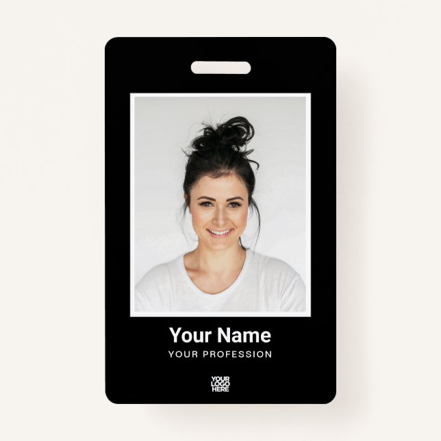 Badge Photo volumineuse de l'employé noir personnalisé,  (Devant)