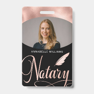 Badge Photographie de typographie en rose gold Notaire