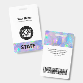 Badge Pierre Holographique Opale Nom de l'Employé Logo d