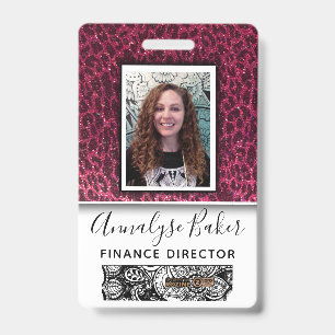 Badge Pink Cheetah Parties scintillant infirmière profes