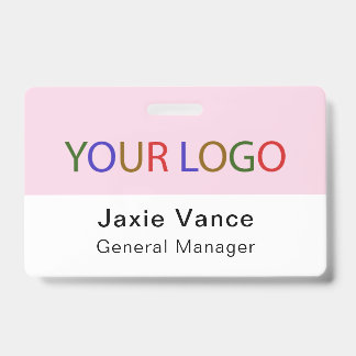 Badge Pink Custom Hard Plastic  with Metal Clip