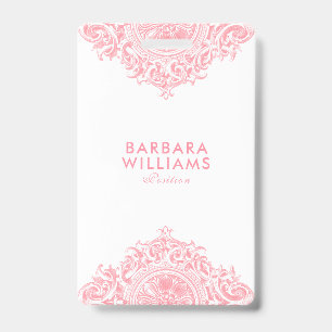 Badge Pink Girly Ornate Ornament