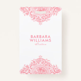 Badge Pink Girly Ornate Ornament