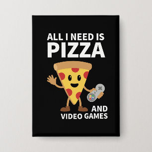 Badge Pizza de joueur drôle de garçon enthousiaste de je