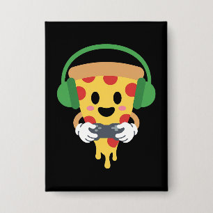 Badge Pizza de joueur drôle de garçon passionné de jeux