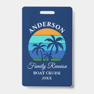 Badge Plage Reunion Famille Palm Trees Blue Cruise