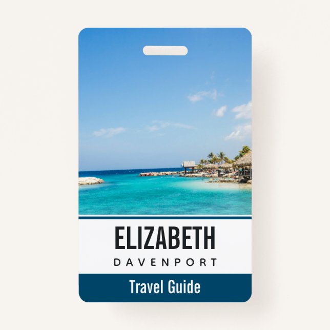 Badge Plage tropicale pittoresque avec huttes de chaume  (Devant)