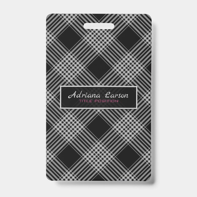 Badge Plaid gris et noir (Front)